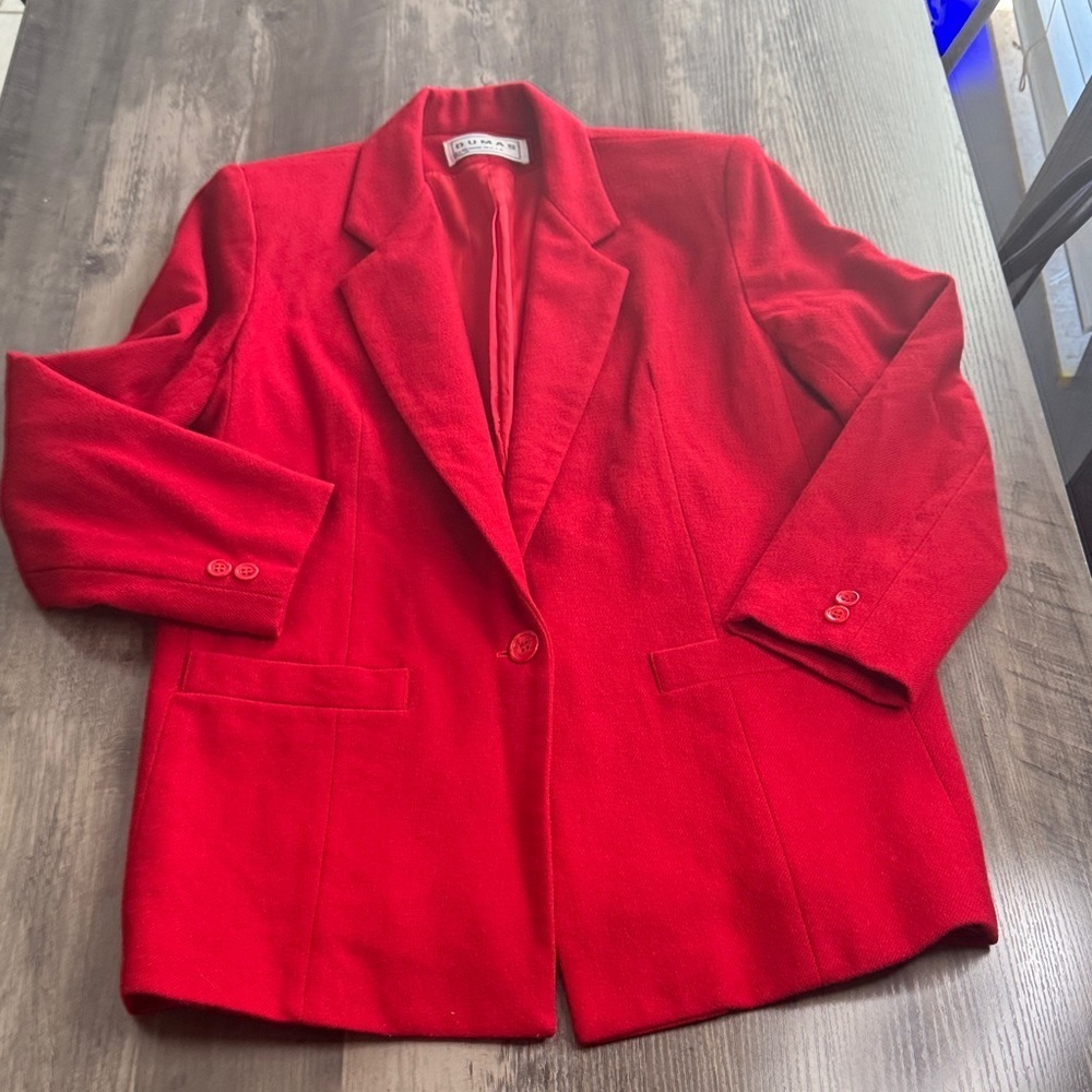 Pierre Dumas Vintage Vibrant Scarlet Wool  Blazer Made in the USA